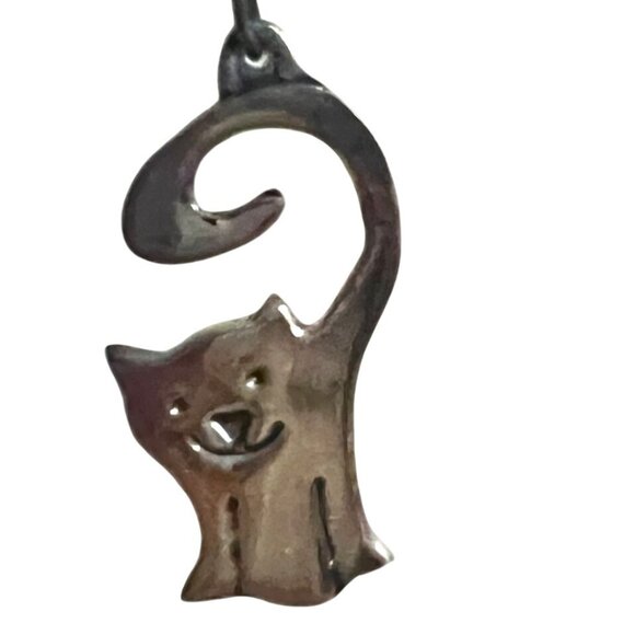 Silver 2" Figural Cat Dangle Earrings Handcrafted HOB Mexico 925 Kitten Kitty - Picture 3 of 7